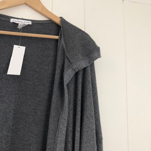 Young Fabulous and Broke Gray Open Cardigan with Hoodie - Picture 4 of 9